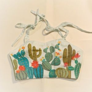 Birds & Beestings Cactus cacti Bralette bra with Ties
